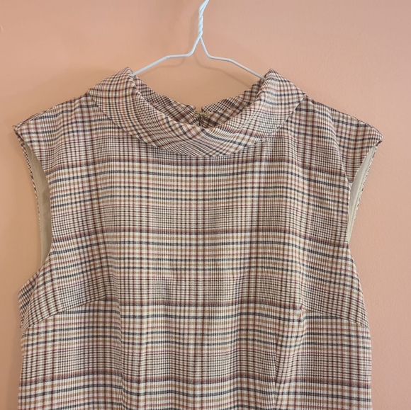 NWOT Ann Taylor Factory Cream Plaid Dress 🌷🌴 - Picture 3 of 13